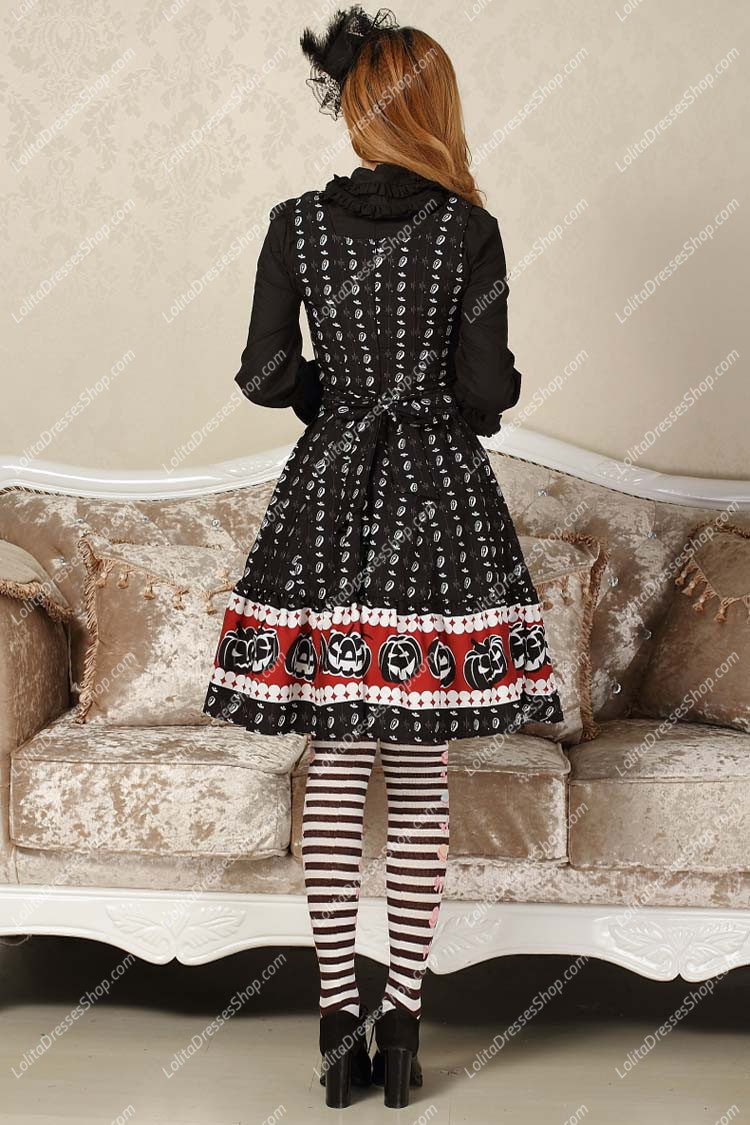 Sweet Black Square Neck Ruffles Bow Lolita Dress