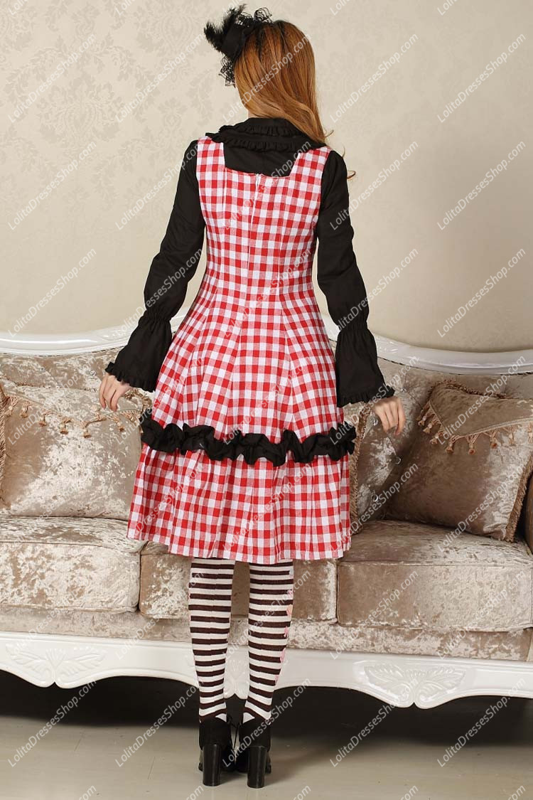 Sweet Red Square Neck Ruffles Bow Lolita Dress