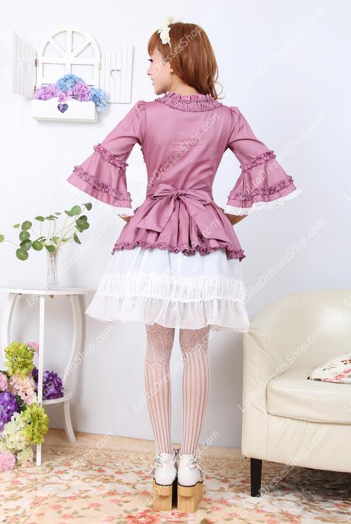 Elegant Princess Violet White Splicing Long Sleeves Sweet Lolita Dress