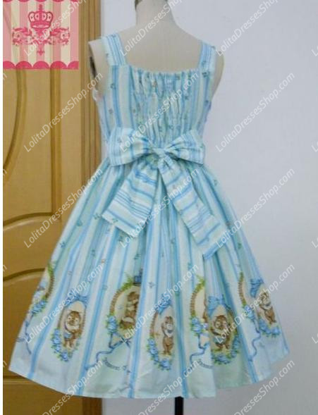 Blue Nightingale Bowknot Straps Sleeveless Sweet Lolita Dress