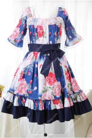 Bohemian Summer Square Neck Short Sleeves Flouncing Sweet Lolita Dress