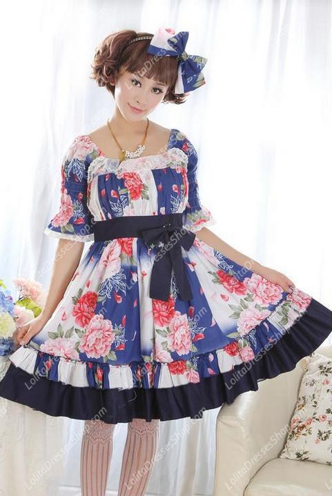 Bohemian Summer Square Neck Short Sleeves Flouncing Sweet Lolita Dress