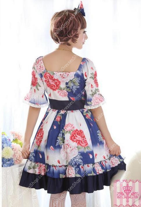 Bohemian Summer Square Neck Short Sleeves Flouncing Sweet Lolita Dress