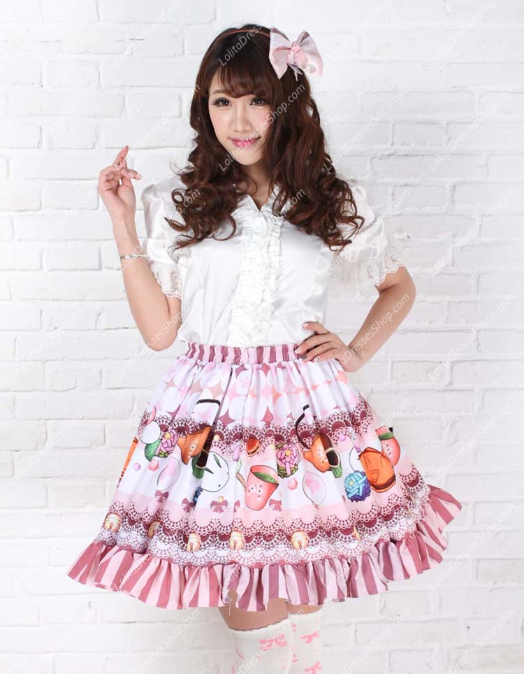 Sweet Light Purple and Fruit Printing Princess Lolita Skirt