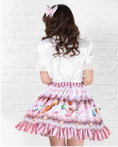 Sweet Light Purple and Fruit Printing Princess Lolita Skirt