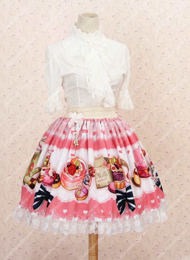 Sweet Fairy Tale Pink Lace Ruffles Lolita Skirt