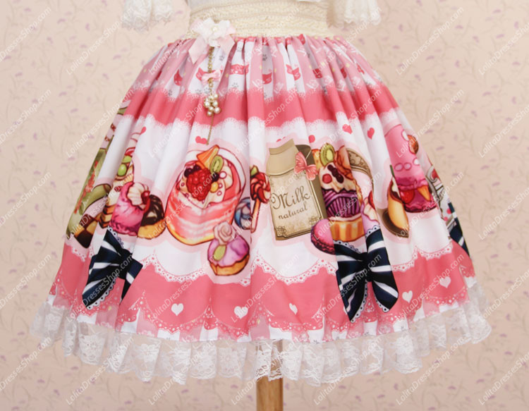 Sweet Fairy Tale Pink Lace Ruffles Lolita Skirt