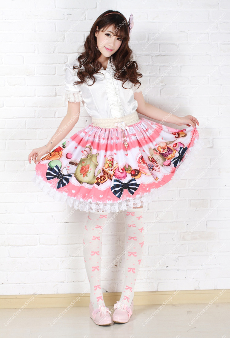 Sweet Fairy Tale Pink Lace Ruffles Lolita Skirt