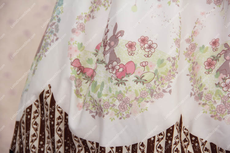 Sweet Princess Striped Easter Bunny and Eggs Lolita Skirt