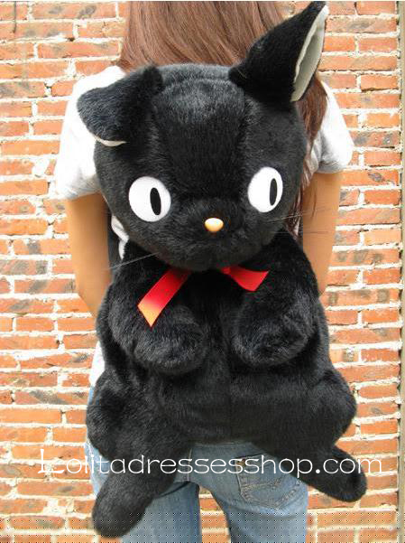 Cute Black Cat Plush Doll Backpack