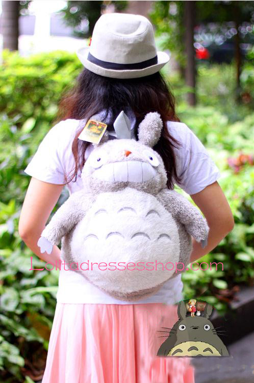 Cute Totoro Plush Gray Doll Backpack