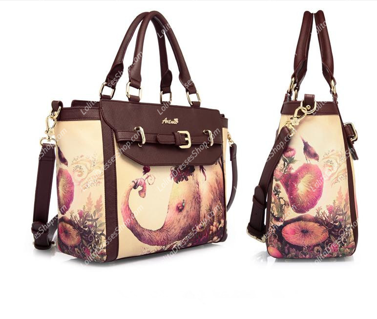 Vintage Fashion Sweet and Cute Little Elephant Print Lolita Bag