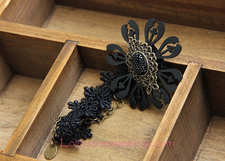 Lolita Gothic Punk Palace Retro Black Lace Flower Foot Jewelry