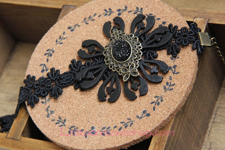 Lolita Gothic Punk Palace Retro Black Lace Flower Foot Jewelry