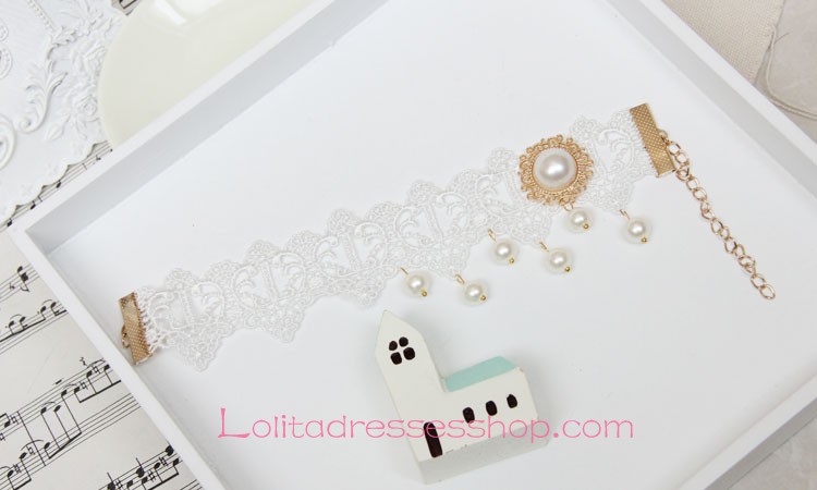 Lolita White Lace Bridal Pearl Foot Jewelry