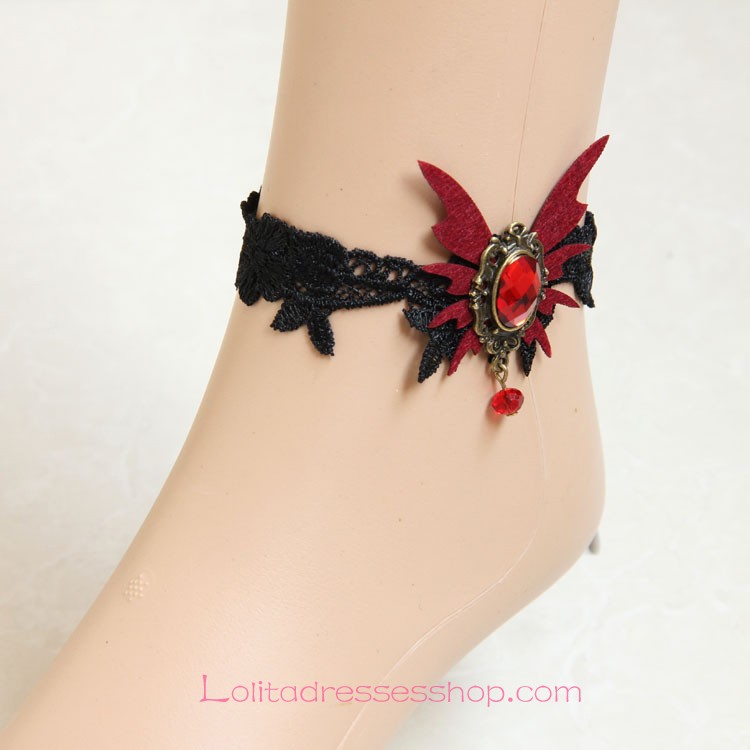 Lolita Gothic Vampire Vintage Lace Ladies Butterfly Foot Jewelry