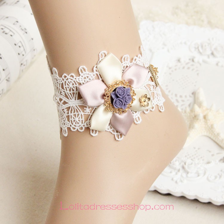 Lolita Fashion Retro Sweet White Lace Flower Foot Jewelry