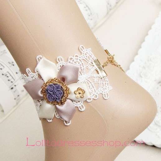 Lolita Fashion Retro Sweet White Lace Flower Foot Jewelry