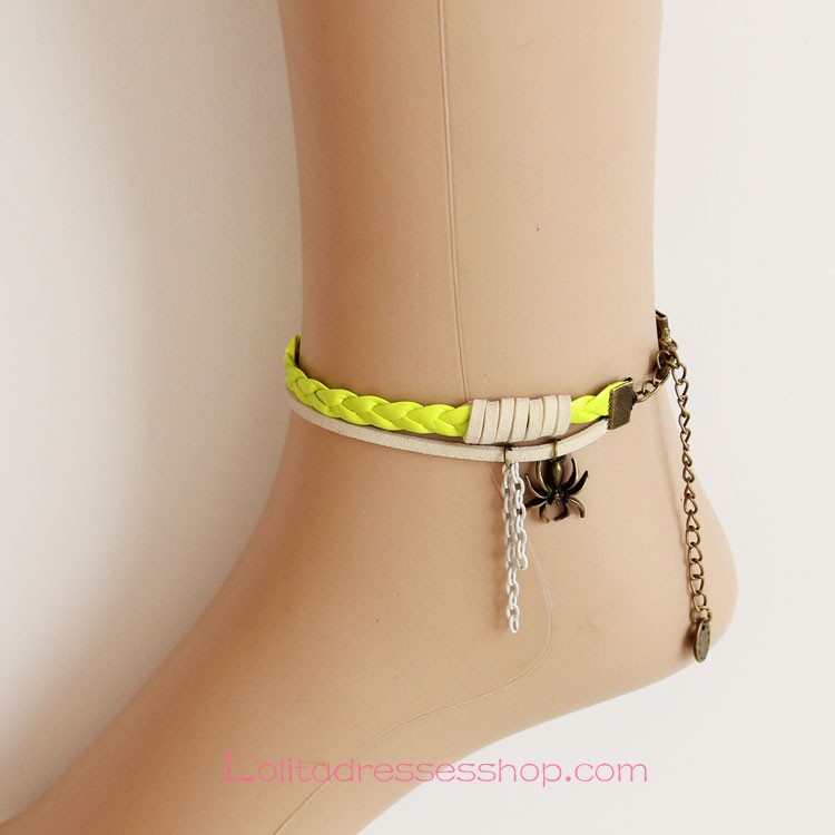 Lolita Leisure Yellow Braided Rope Spider Foot Jewelry