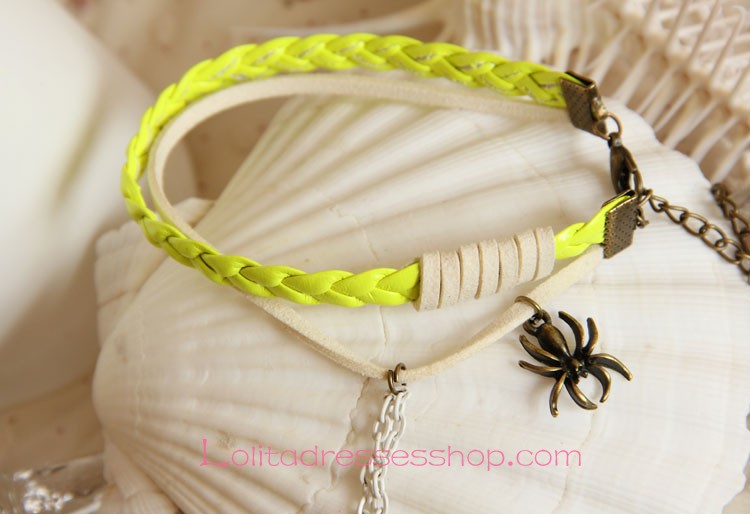 Lolita Leisure Yellow Braided Rope Spider Foot Jewelry