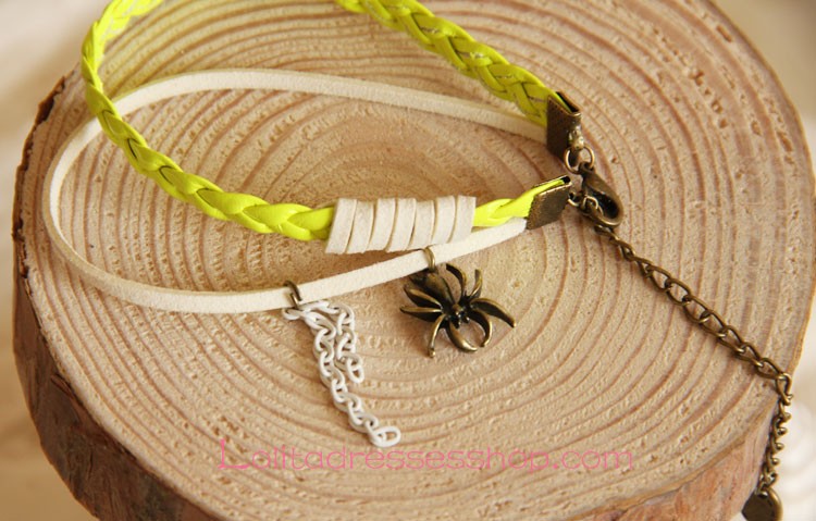 Lolita Leisure Yellow Braided Rope Spider Foot Jewelry