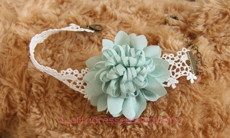 Lolita Vintage Lace Chiffon Bridal Flower Foot Jewelry