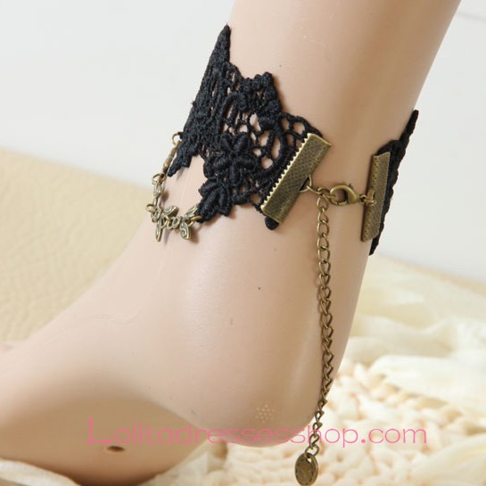 Lolita Gothic Punk Retro Black Lace Court Foot Jewelry