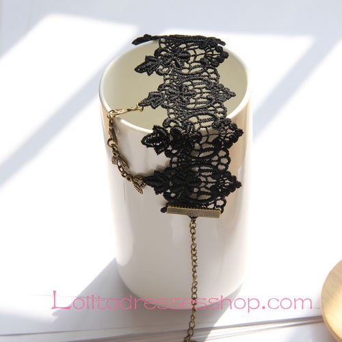 Lolita Gothic Punk Retro Black Lace Court Foot Jewelry