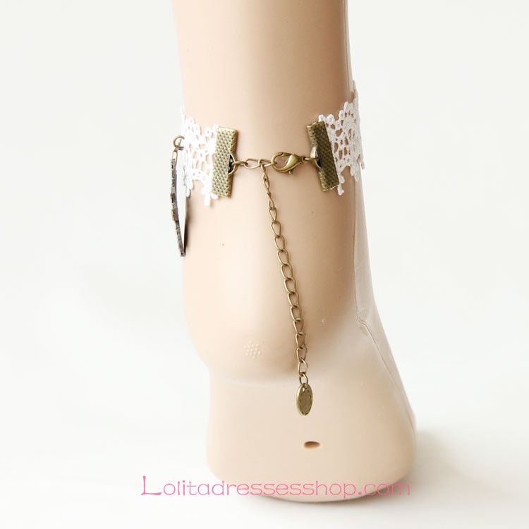 Lolita Sayonara Vintage White Lace Valentine Foot Jewelry