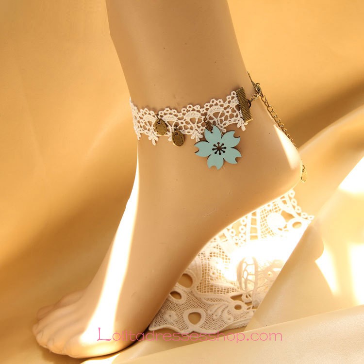 Lolita Sayonara Vintage White Lace Valentine Foot Jewelry