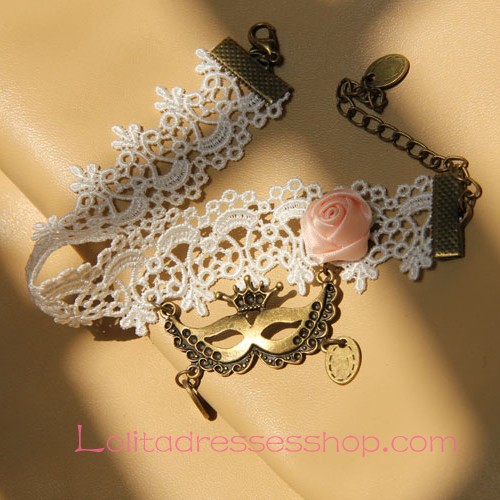 Lolita Masked Queen Sweet White Lace Rose Foot Jewelry