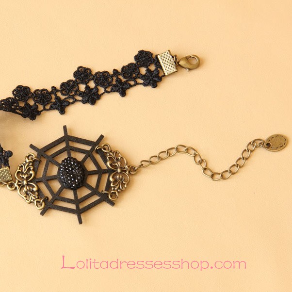 Lolita Devil Retro Black Lace Cobweb Valentine Foot Jewelry