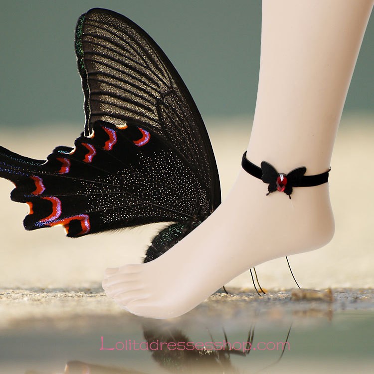 Lolita Gothic Style Black Butterfly Jewel Noble Fashion Foot Jewelry