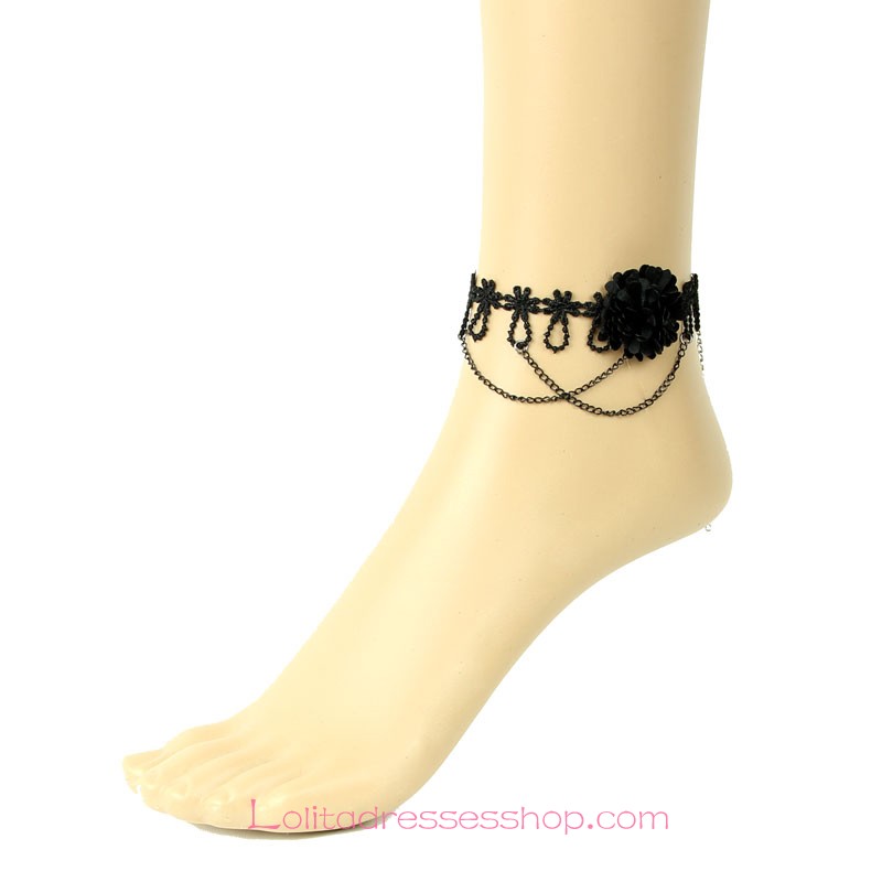 Lolita Black Rose Lace Flower Fashion Foot Jewelry