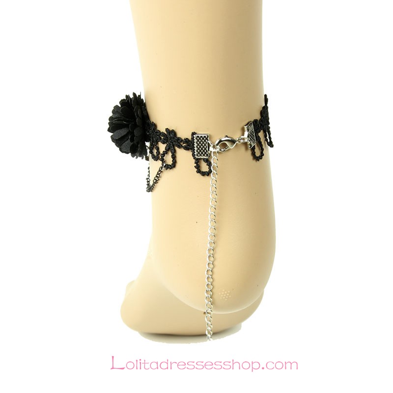 Lolita Black Rose Lace Flower Fashion Foot Jewelry