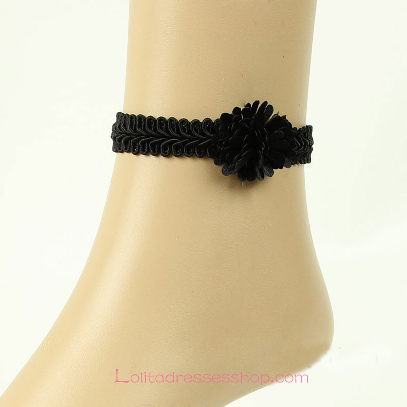 Lolita Sen Department Black Lace Flower Romantic Foot Jewelry