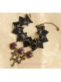 Lolita Black Lace Purple Rose Cross Necklace