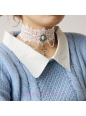 Lolita Retro Gem Cross White Lace Necklace