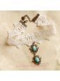 Lolita Bride Retro Gem Cross White Lace Necklace