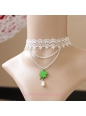 Lolita Retro Pearl Clover White Lace Necklace