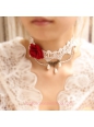 Lolita Retro Palace Rose Pearl White Lace Necklace