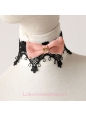 Lolita Gothic Black Lace Bow Court Necklace