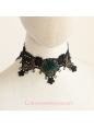 Lolita Elegant Retro Black Lace Flowers Necklace