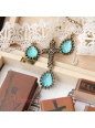 Lolita Gemstone Cross Bride White Lace Necklace