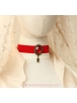 Lolita Red Velvet Ribbon Bride Retro Fashion Gem Necklace
