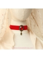 Lolita Red Velvet Ribbon Bride Retro Fashion Gem Necklace