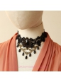 Lolita Black Retro Fashion Lace Pearl Necklace