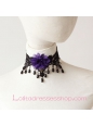 Lolita Gothic Black Lace Pearl Retro Flowers Necklace