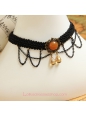 Lolita Artificial Crystal Palace Retro Black Lace Necklace