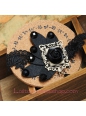 Lolita Gothic Black Lace Black Roses Retro Court Necklace